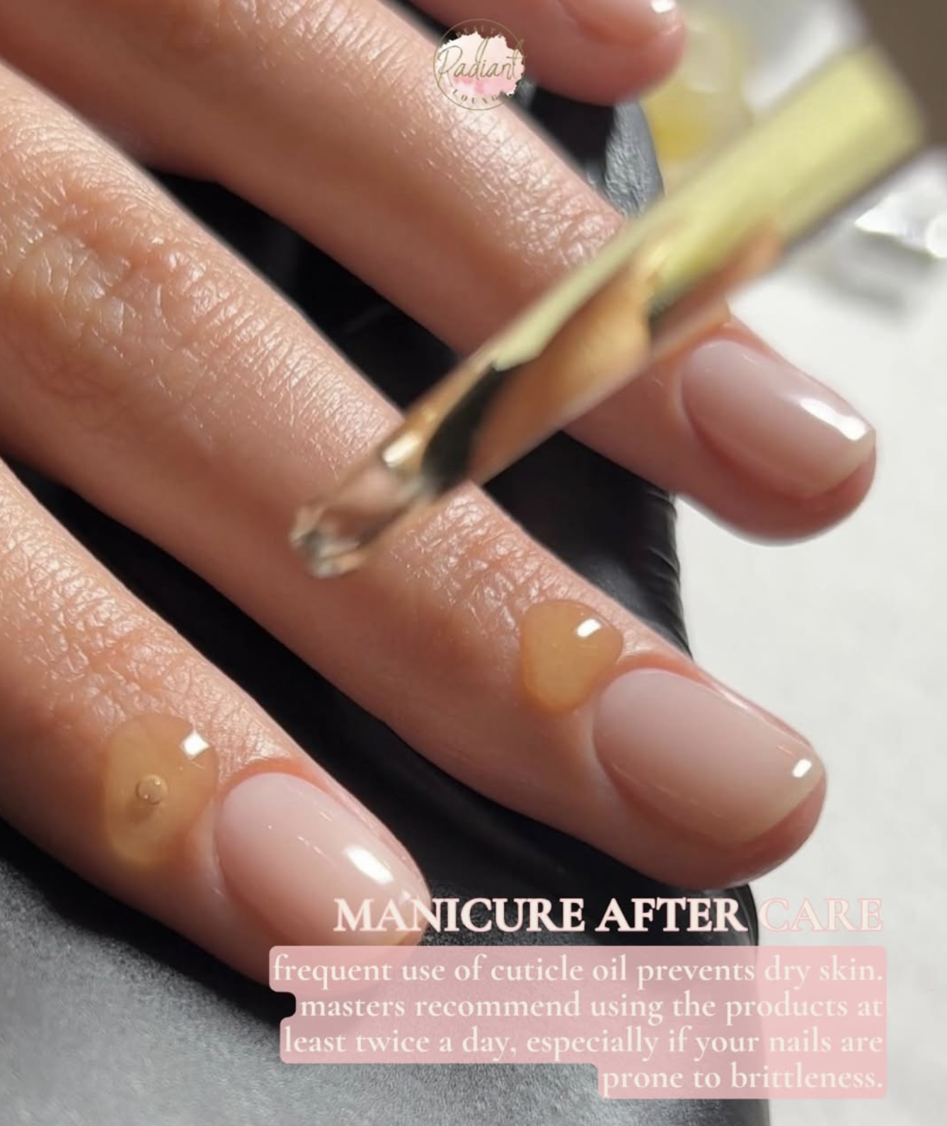 Manicure aftercare with cuticle oil application